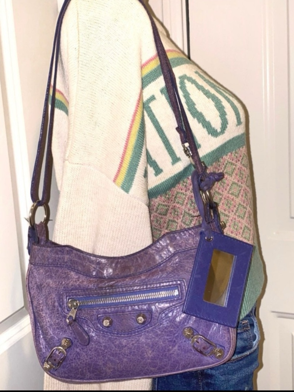 Balenciaga Motocross Classic Hip Crossbody - Purple- PreOwned